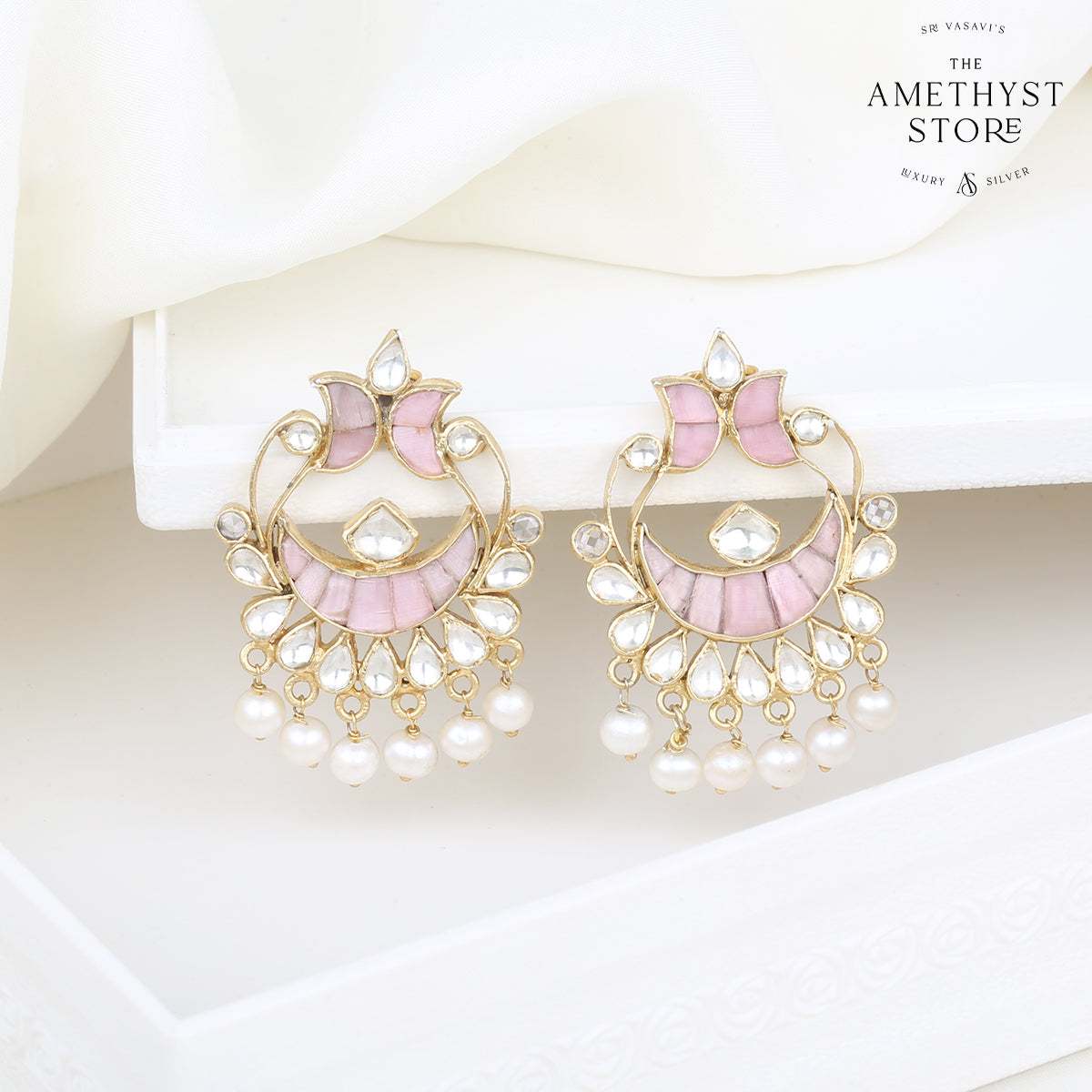 Designer White Stone Earrings – Sulbha Fashions
